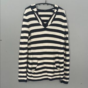 Woman’s Talbots Navy and White Striped Knit Hoodie Small